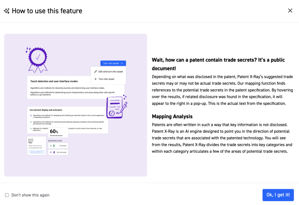 New Welcome Pop-Up: First-time users of Patent X-Ray will be greeted with a new welcome pop-up. This change reflects the updated mapping and guides users through the new features effectively.